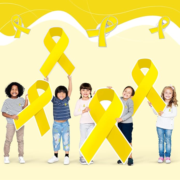 Sasylvia 100 Pcs Yellow Ribbon Lapel Pin Childhood Cancer Endometriosis Bone Cancer Awareness Ribbon Brooch with Individual Packed for Public Charity Fundraiser Events Supplies Gifts