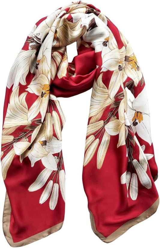 Long Silk Like Scarf Lightweight Satin Scarves Large Sunscreen Shawl Wrap for Women