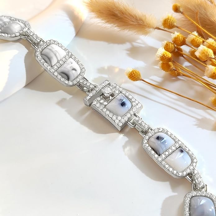 Chunky Necklace for Women 12 Colors Diamond Stone Gold Statement Necklace for Women Full Trendy Blue Birthstone Choker Necklace for Women Square Design Necklace Jewelry