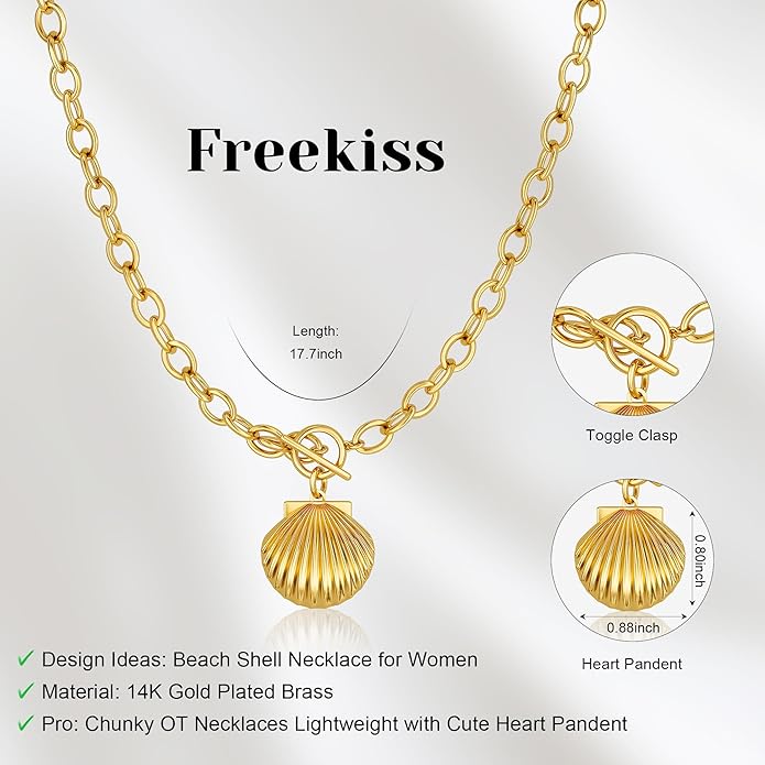 Freekiss Gold Layered Toggle Necklaces for Women: 14K Gold Plated Dainty Link Chain Necklaces Paperclip Cuban Rope Adjustable Choker T-Bar Toggle Clasp Chunky Necklace for Women Trendy Jewelry