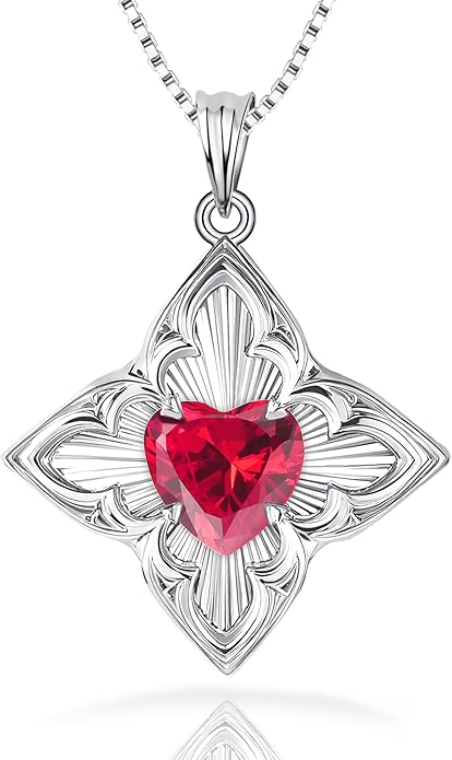 Delicate Four-Leaf Clover Charm Necklace with January Birthstone - S925 Silver, Gift Idea