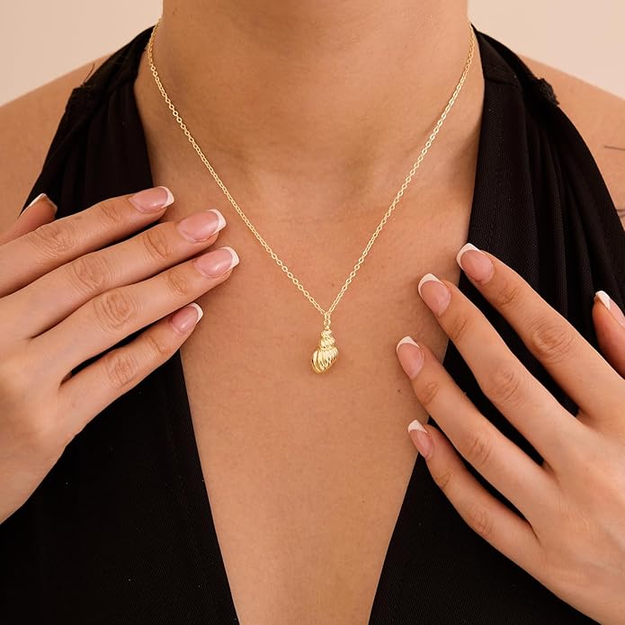 Gold Necklace for Women-14K Gold Plated Bow,Dragon,Shell, Palm Tree, Seahorse, Conch Shell,Sardines, Cowboy Boot,Bat,Bunny Pendant Beachy Jewelry for Women Gifts