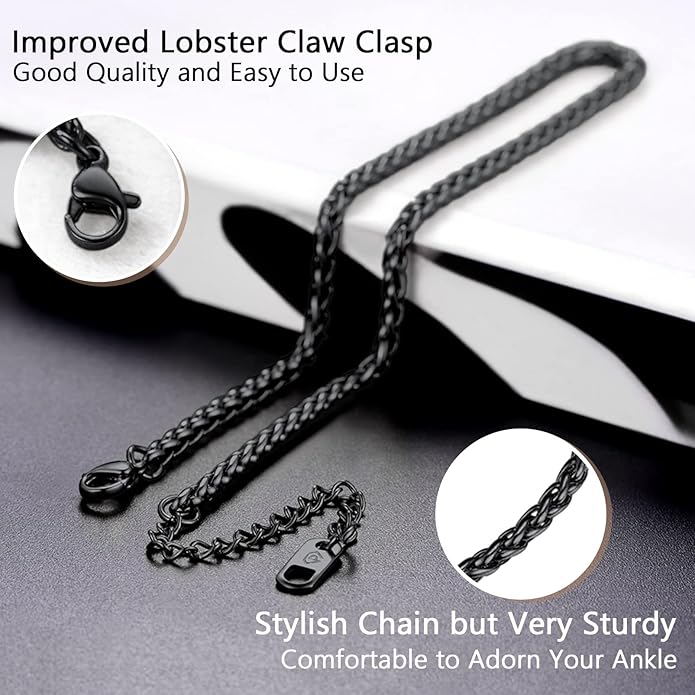 PROSTEEL Stainless Steel Chain Anklets for Women, Silver/Gold Tone, Ankle Bracelets Hypoallergenic, 8-10.5 Inch Adjustable, Come with Box