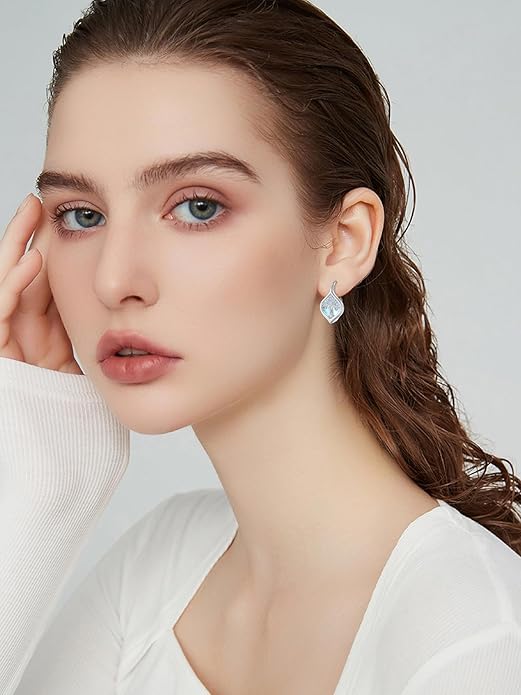 WINNICACA Leverback Earrings for Wonen 925 Sterling Silver Tree of Life Earrings Dangle Drop Turquoise Moonstone Moss Agate Heart Jewelry Gifts for Women Anniversary Birthday Christmas