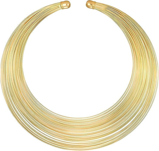 Gold Collar Necklace for Women Trendy African Jewelry Minimalist Statement Choker Metal Jewelry Gifts for Parties, Evenings, and Everyday Wear