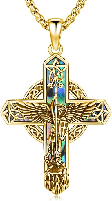 Midir&Etain Cross Necklace 925 Sterling Silver Celtic Christian Pendant Religious Protection Jewelry for Women Men