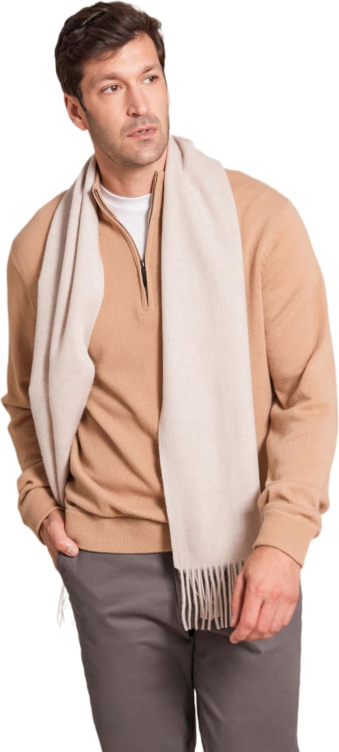 Alashan Cashmere Ultra-Fine Merino Wool and Cashmere Blend Woven Scarf -Luxe fabric-Lightweight- 72" x 12"
