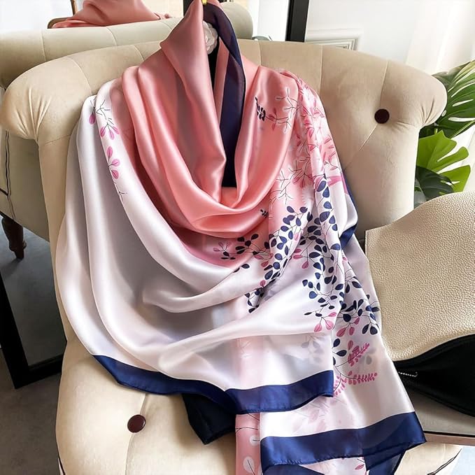 Clysoru Silk Scarf For Women Hair Scarves Lightweight Satin Elegant Shawl Wraps Bufanda Mujer Fashion Accessories 70.8"X35.4"