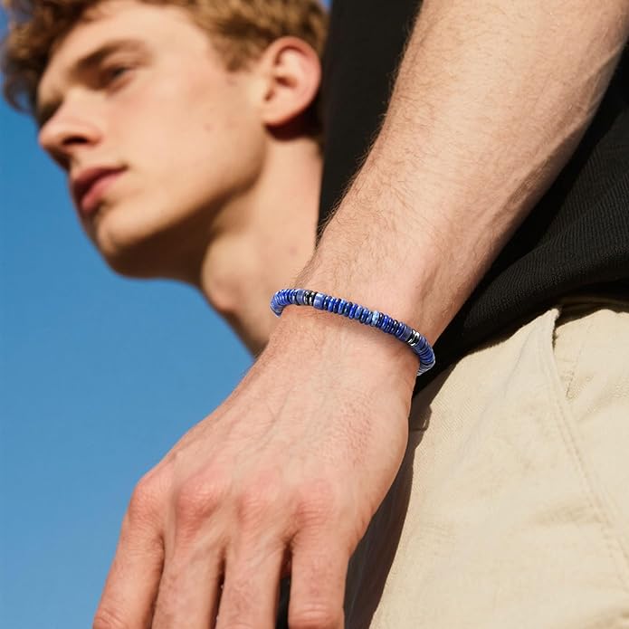 VIBILIA Healing Crystal Bracelets Beaded Bracelets for Men Women Natural Stone Adjustable Bracelets Unique Gifts for Father Son Grandfather Brother Friend