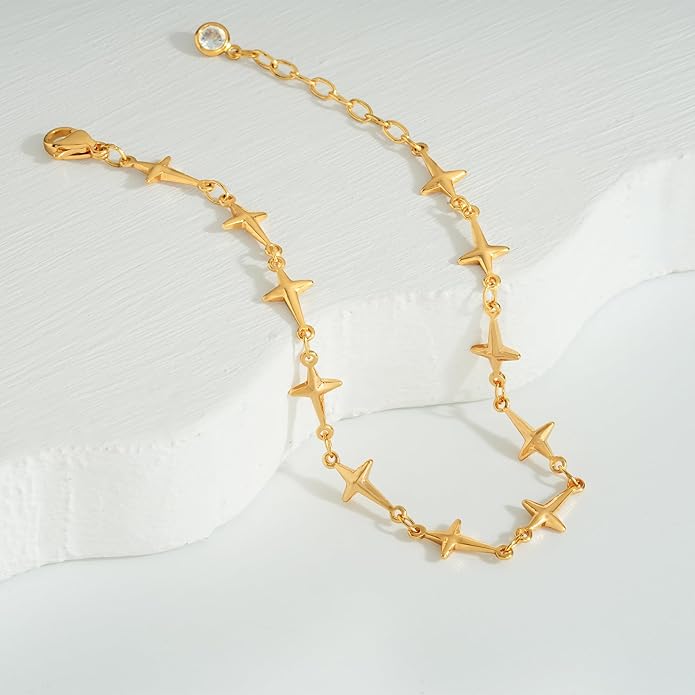 MTMY Gold Chain Bracelet for Women 14K Gold Plated Dainty Bracelets with Adjustable Chain Cute Bracelet Gold Trendy Jewelry