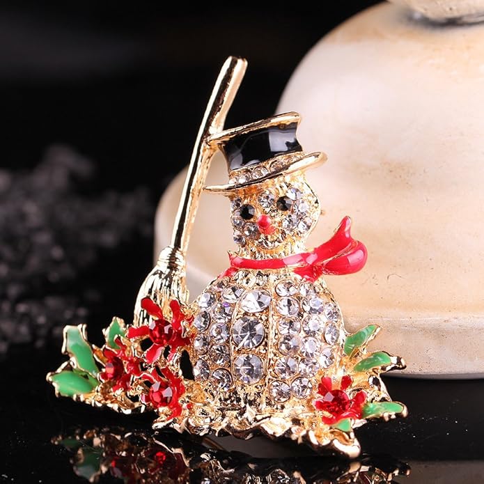 ONLYJUMP Christmas Bell Brooch Pins for Women Girls Lovely Crystal Christmass Tree Snowflake Bell Reindeer Snowman Brooches Colorful Xmas Enamel Pins Holiday Party Gift