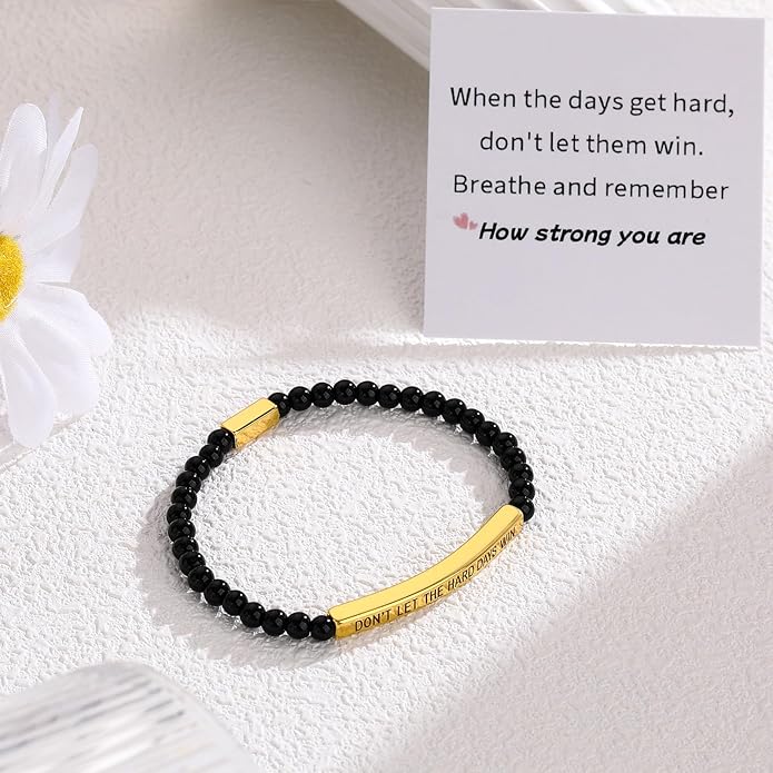 KHKINDPRO Dont Let The Hard Days Win Bracelet for Women Men, Handmade Braided Adjustable Wrap Stainless Steel To My Daughter/Best Friend Inspirational Gifts Ladies Jewelry