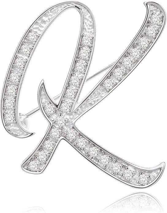 Cicy Bell A-Z Initial 26 Letter Brooch Pins 18k Gold Plated Cubic Zirconia Breastpin Name Personalized Gifts for Women Men