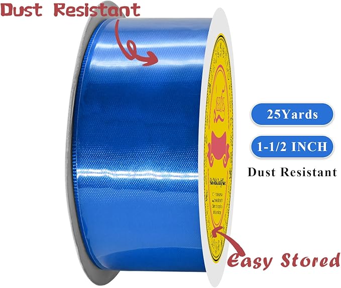 LEEQE Double Face Royal Blue Satin Ribbon 1-1/2 inch X 25 Yards 100% Polyester Royal Blue Ribbon for Gift Wrapping Very Suitable for Weddings Party Hair Bow Invitation Decorations and More