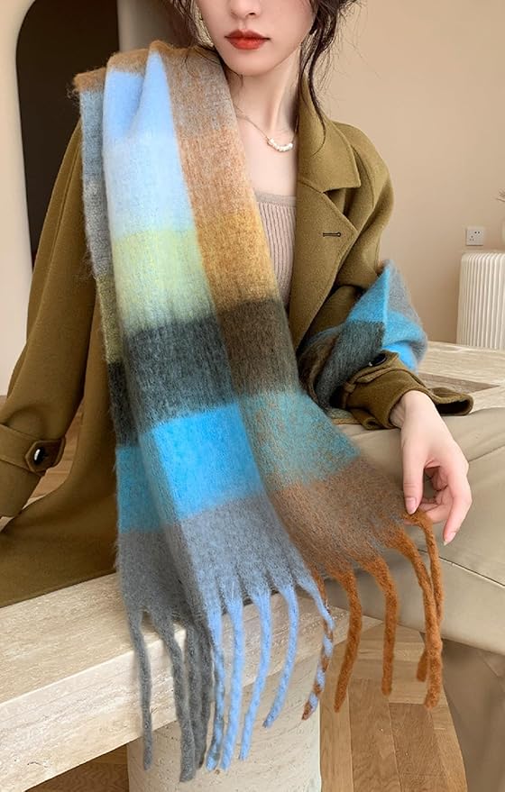 Wander Agio Winter Women Warm Scarf Long Shawl Large Scarves Cold Weather Thick Blanket Scarfs Colorful Plaid