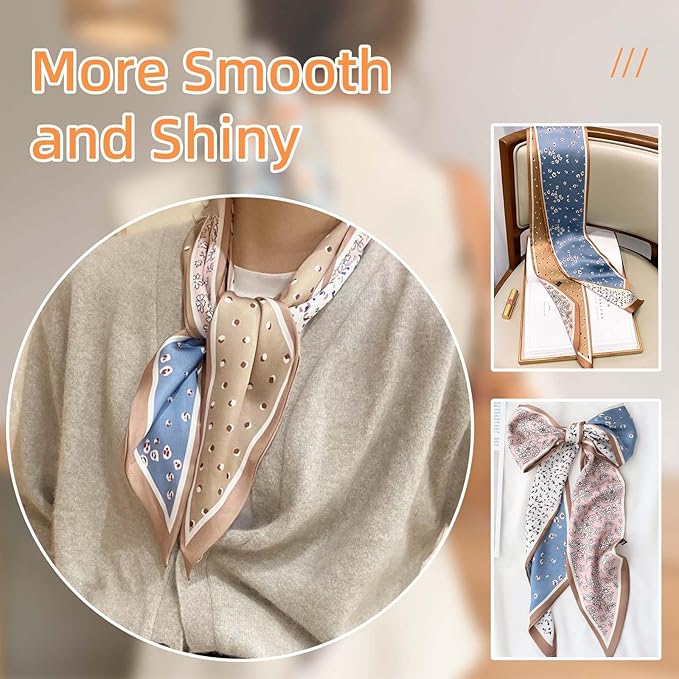 Dailyacc Hair Scarf for Women Fashion Silky Satin Headscarf Wrap Breathable Lightweight Neck Scarves For Handbag