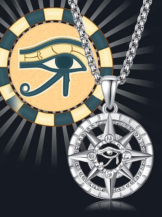 KINGWHYTE Compass Necklace for Men 925 Sterling Silver Birthday Gifts Graduation Travel Jewelry for Husband Brother with Stainless Steel Chain