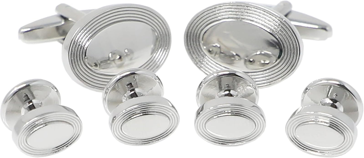 MENDEPOT Men Formal Wear Dress Shirt Cufflinks And Studs Set With Box Wedding Groom Groomsmen Gift