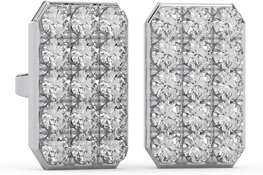 WHY SO SILVER INC 0.24 Ctw Natural Diamond Pavé-Set Square Stud Earrings for Women | 925 Sterling Silver | Color I-J, Clarity I2-I3 | Fine Jewelry Gift Box Included