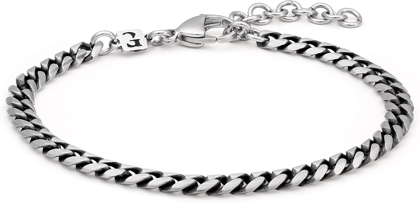 Galis Mens Bracelet - Cuban Link or Box Chain Layered Chain For Men - Premium Stainless Steel, Gift for him, Gold, Silver, Black Bracelet For Men 7-8" Size, 3-5mm Thick