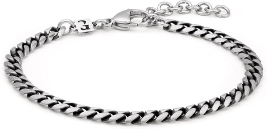 Galis Mens Bracelet - Cuban Link or Box Chain Layered Chain For Men - Premium Stainless Steel, Gift for him, Gold, Silver, Black Bracelet For Men 7-8" Size, 3-5mm Thick