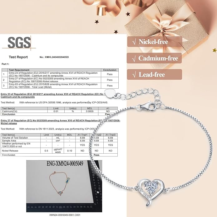 LAVUMO Love Heart Bracelets for Women 925 Silver Charm Birthstone Bracelet Adjustable Anniversary Birthday Jewelry Gifts for Women Girlfriend Wife Daughter Mom Her