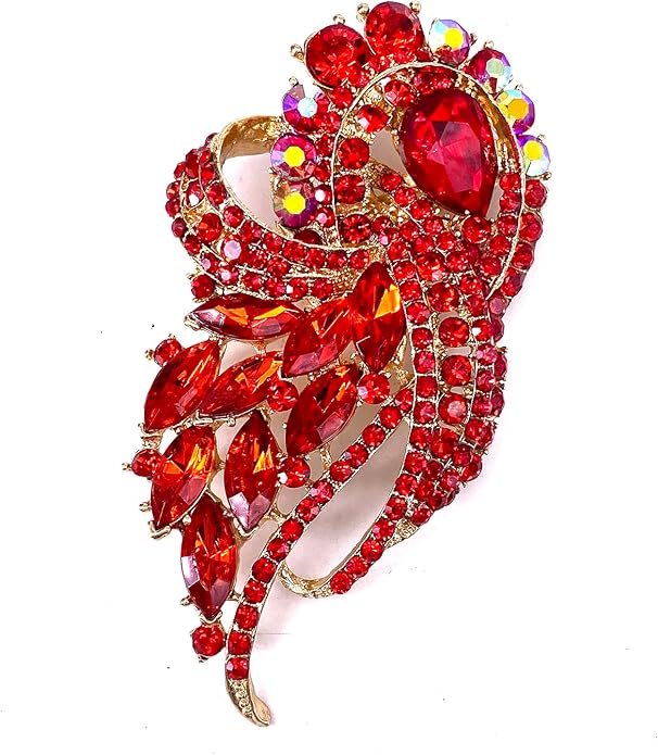 LAXPICOL Vintage Clear Austrian Crystal Elegant Flower Bouquet Wing Brooch for Women