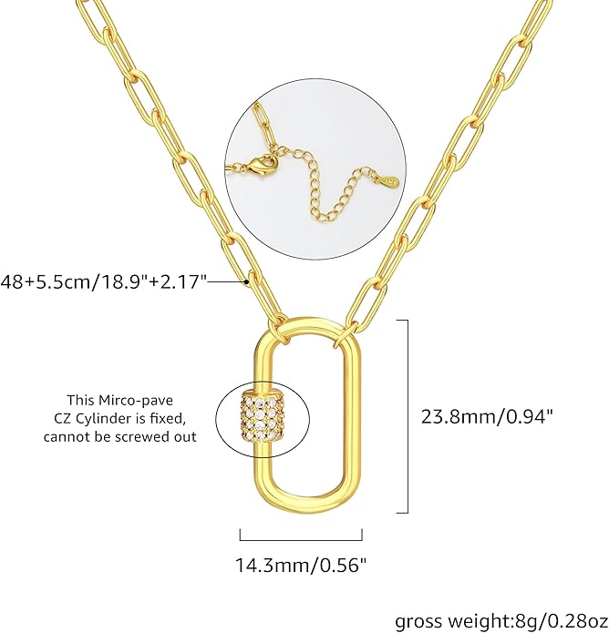 Chunky Gold Necklace for Women, 18K Waterproof Heart Necklace Statement Necklace Gold Charm Necklace Chunky Jewelry Paperclip Chain Choker Gift for Women