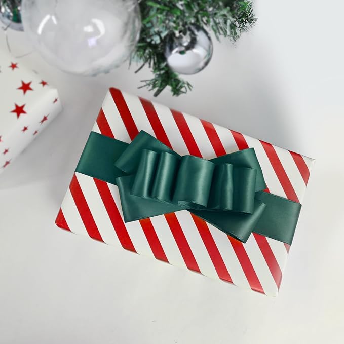 LEEQE Double Face Teal Satin Ribbon 1-1/2 inch X 50 Yards Polyester Teal Ribbon for Gift Wrapping Very Suitable for Weddings Party Hair Bow Invitation Decorations and More