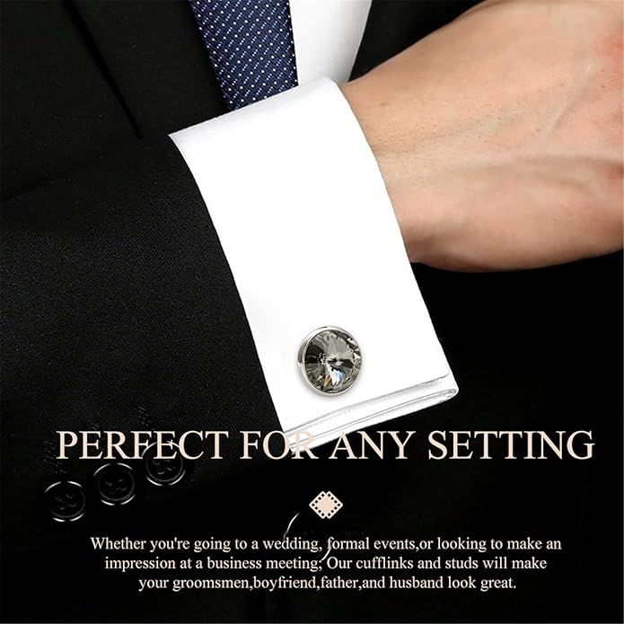 HAWSON Cufflinks for Men with 4/6 pcs Shirt Studs Set, Gift Box Packed, Mens Jewelry or Accessories for Wedding, Party, Anniversary, Birthday