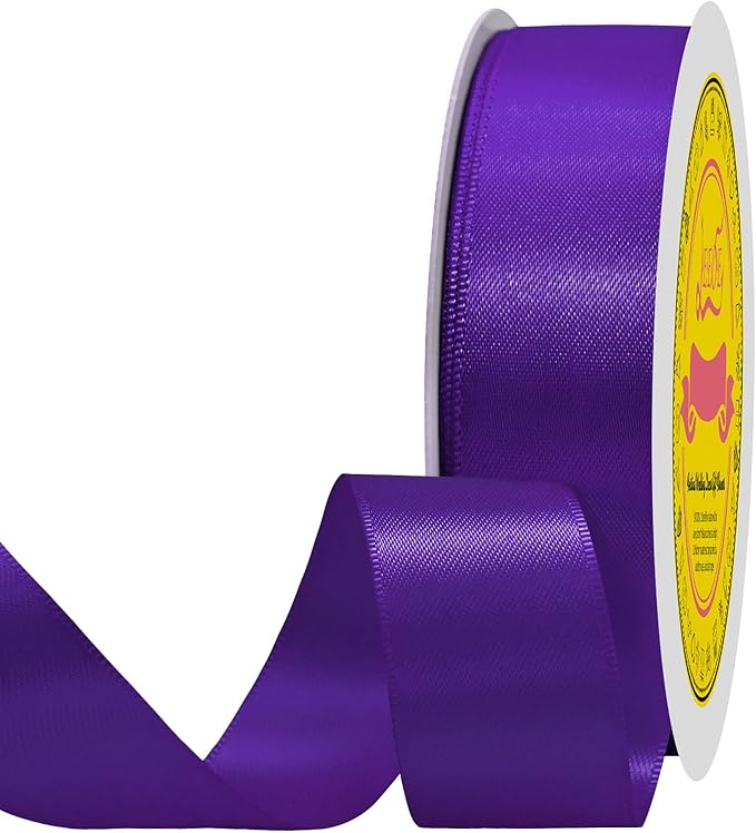 LEEQE Purple Satin Ribbon 7/8 inch X 100 Yards Polyester Ribbon for Gift Wrapping Very Suitable for Weddings Party Hair Bow Invitation Decorations and More