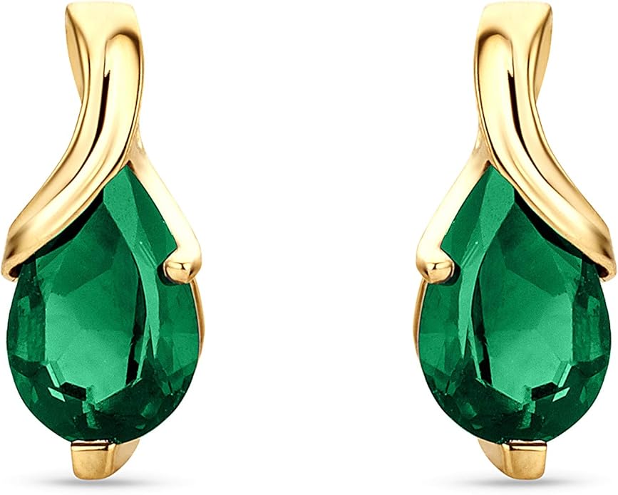 0.40Inch 14K Gold Earrings for Women in 14K White Gold/Yellow Gold 585 with Pear-Shape Rubies/Sapphires/Emeralds/Blue Topaz/Amethysts Gemstones, Handmade Jewelry for Women, Dangle Earrings