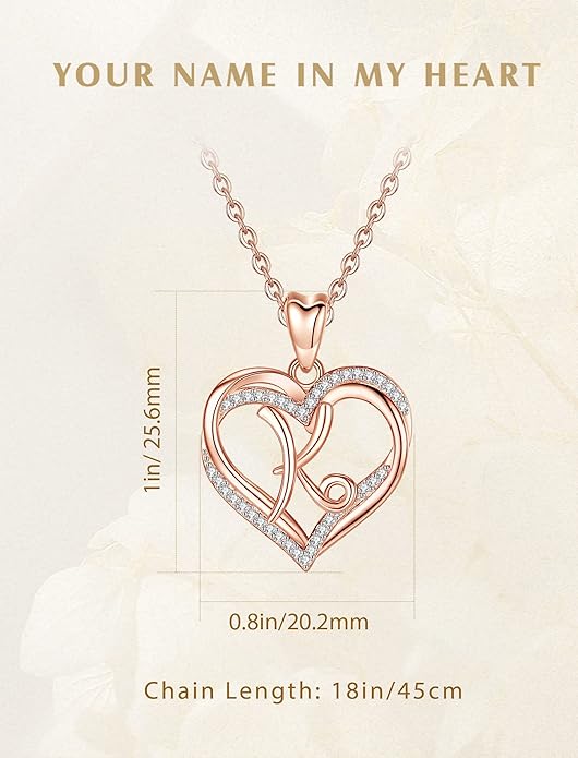INFUSEU Unique Initial Necklaces for Women Girls Small Heart Letter Jewelry, Meaningful Personalized Gifts