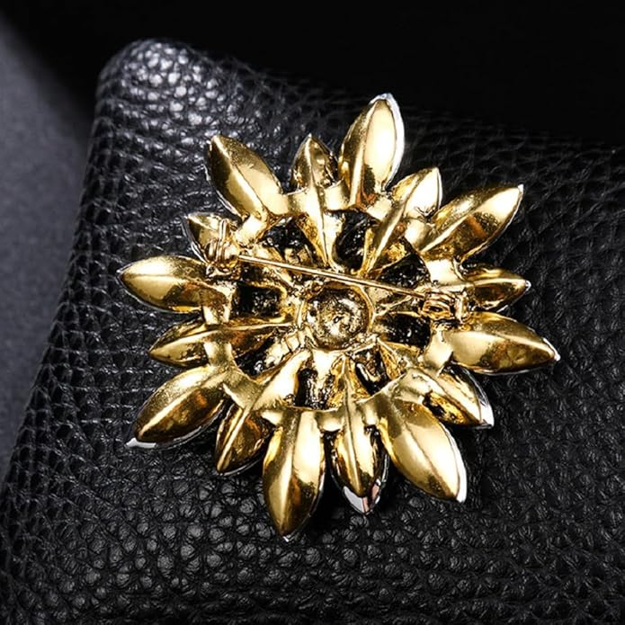 Rhinestone Flower Brooch Pin for Women Red Black Purple Flower Broochs Pin Hat Christmas Brooch Jewelry