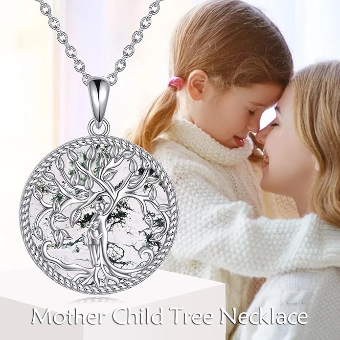 TIGER RIDER Tree of Life Necklace Sterling Silver Family Tree Pendant Jewelry for Mother Grandmother