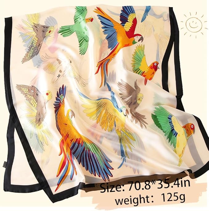 Clysoru Silk Scarf For Women Hair Scarves Lightweight Satin Elegant Shawl Wraps Bufanda Mujer Fashion Accessories 70.8"X35.4"