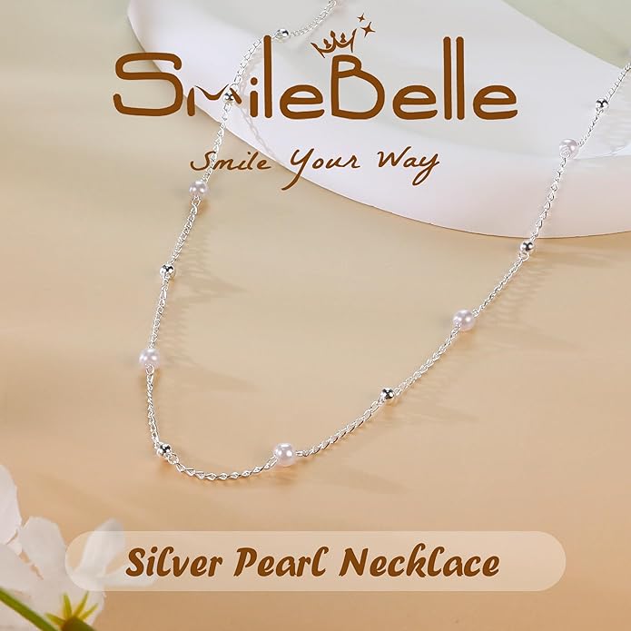 SmileBelle Pearl Necklaces for Women, Daisy Pearl Choker as Y Shaped Pearls Jewelry Gold Heart Necklace for Anniversary Birthday Gifts White Baroque Necklace as Wedding Jewelry