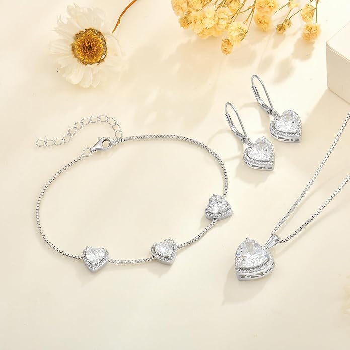 Love Heart Bracelet 925 Sterling Silver Halo Heart Birthstone Bracelet Jewelry Gifts for Women