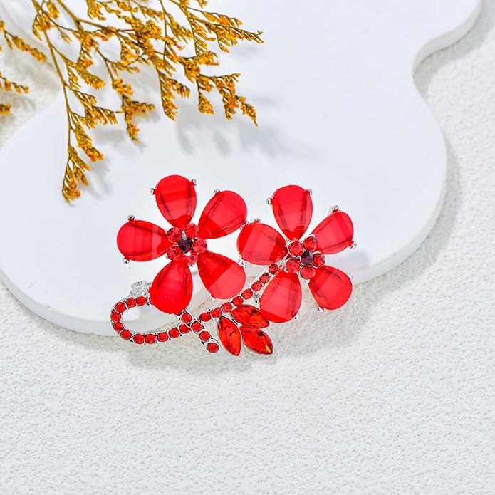 UNVAK Rhinestone Flower Brooch - Crystal Flower Pin for Women - Valentine's Day & Mother's Day Gift