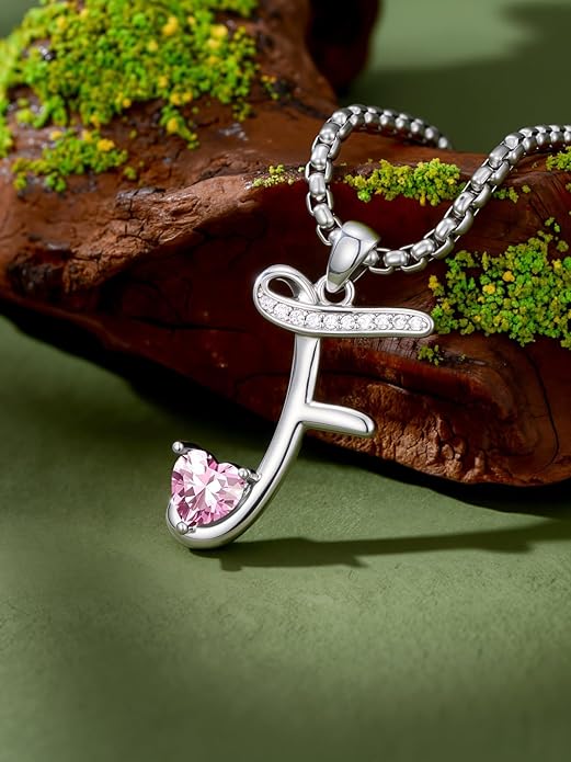 Christmas Gifts for Women Alphabet A to Z Initial Birthstone Pendant Necklaces for Women - 18k White Gold Plated Personalized Name Jewelry Valentine Mothers Day Birthday Gifts for Women Her Girlfriend
