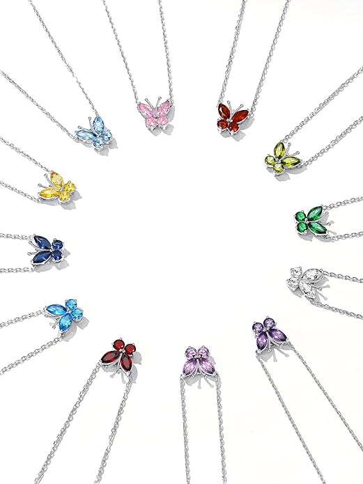 ChicSilver 925 Sterling Silver Anklets for Women Waterproof, Sparkling Birthstone Ankle Bracelets for Women, Adjustable Layered Butterfly Anklet Summer Beach Jewelry