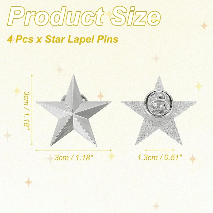 uxcell Star Lapel Pins, Award Pins Star Badge for Men Women Backpacks Hats Jackets Costume Accessories Decorations