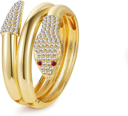 Bangle Bracelets for Women | 14K Gold Plated Trendy Wide Bracelets | Hinged Arm Cuff Bangles Chunky Bracelet for Women