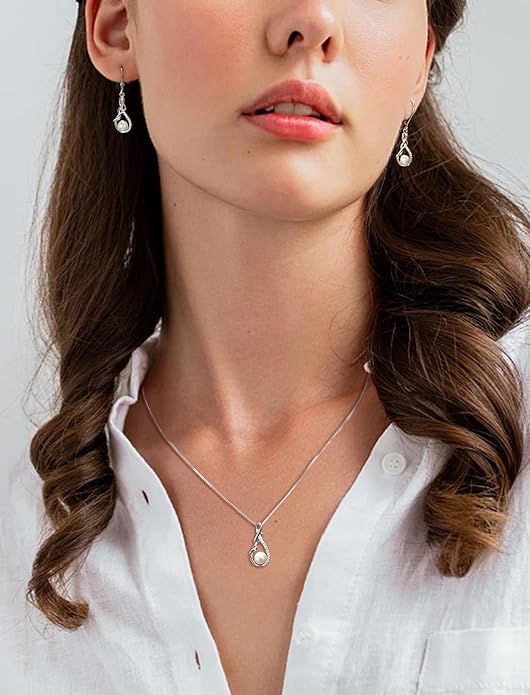 STARCHENIE Freshwater Cultured Pearl Necklace for Women 925 Sterling Silver Infinity Birthstones Pendant Birthday Anniversary Jewelry