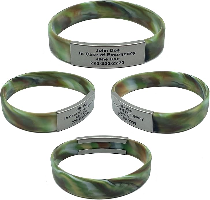 Personalized Medical Alert Bracelet for Men & Women – Custom Engraved Waterproof Silicone Wristband with Stainless Steel ID Plate – Medical ID Bracelet for Allergies, Conditions, ICE Info & Emergency Card