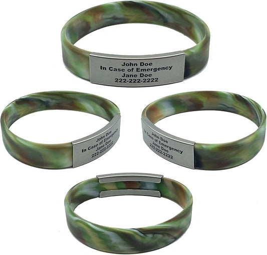 Personalized Medical Alert Bracelet for Men & Women – Custom Engraved Waterproof Silicone Wristband with Stainless Steel ID Plate – Medical ID Bracelet for Allergies, Conditions, ICE Info & Emergency Card