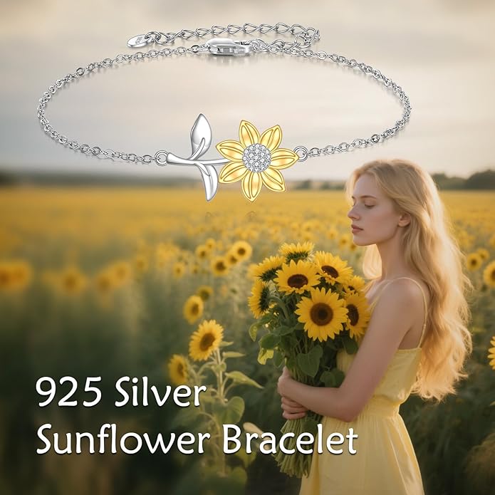Mustard Seed Cross/Paw Print/Butterfly/Sunflower/Compass/Moss Agate Bracelet for Women 925 Sterling Silver Graduation Link Bracelet Jewelry for Women