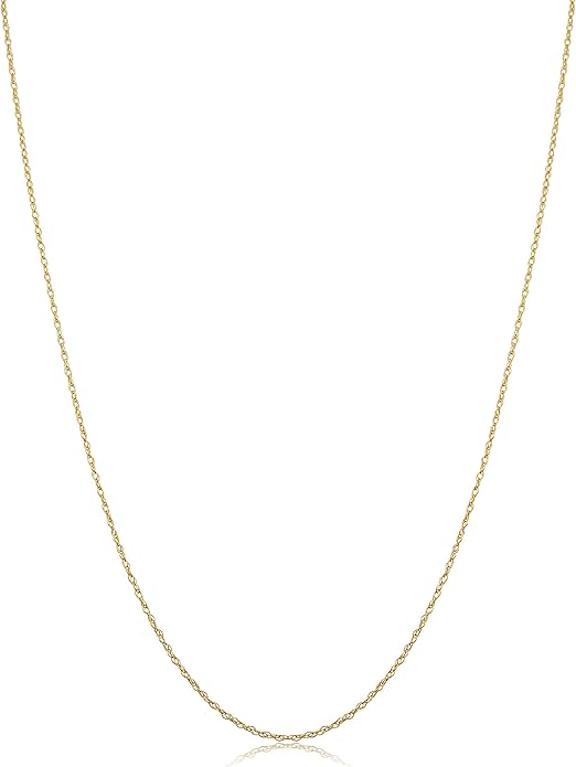 Kooljewelry Womens Classic Rope Chain - 10k Yellow Gold Barely-There Necklace, Thin Lightweight