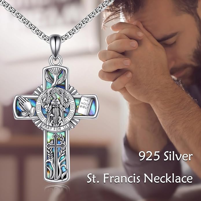 YFN Patron Saint Necklace Sterling Silver Amulet Medal Pendant Religious Protector Jewelry Gifts for Women Men