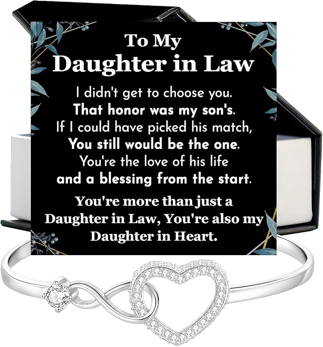 To My Beautiful Daughter In Law Bracelet From Mother-In-Law, Daughter In Law Birthday Gifts, Infinity Star Heart Bracelet For Her With Heartfelt Message Card & Elegant Box, Bonus Daughters Bracelets